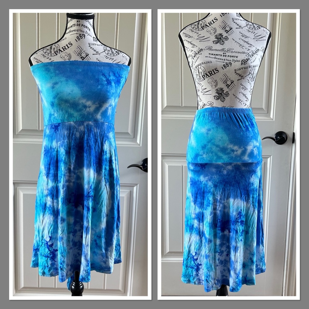 VENUS Blue Tie-Dye Strapless Dress/Skirt